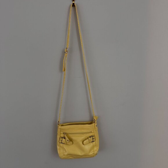 YELLOW CROSSBODY BAG, ,ULTIPLE POCKETS WITH ZIPPERS AND BUCKLE DETAILS - Picture 2 of 14